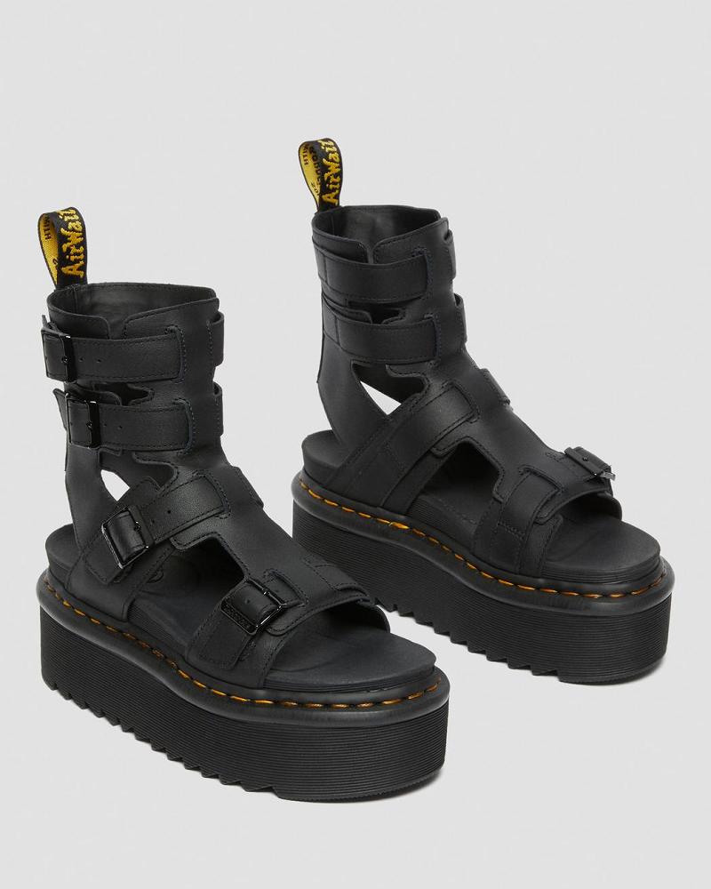 Dr Martens Giavanna Lær Platform Gladiatorsandaler Dame Svarte | Norge 491HAP